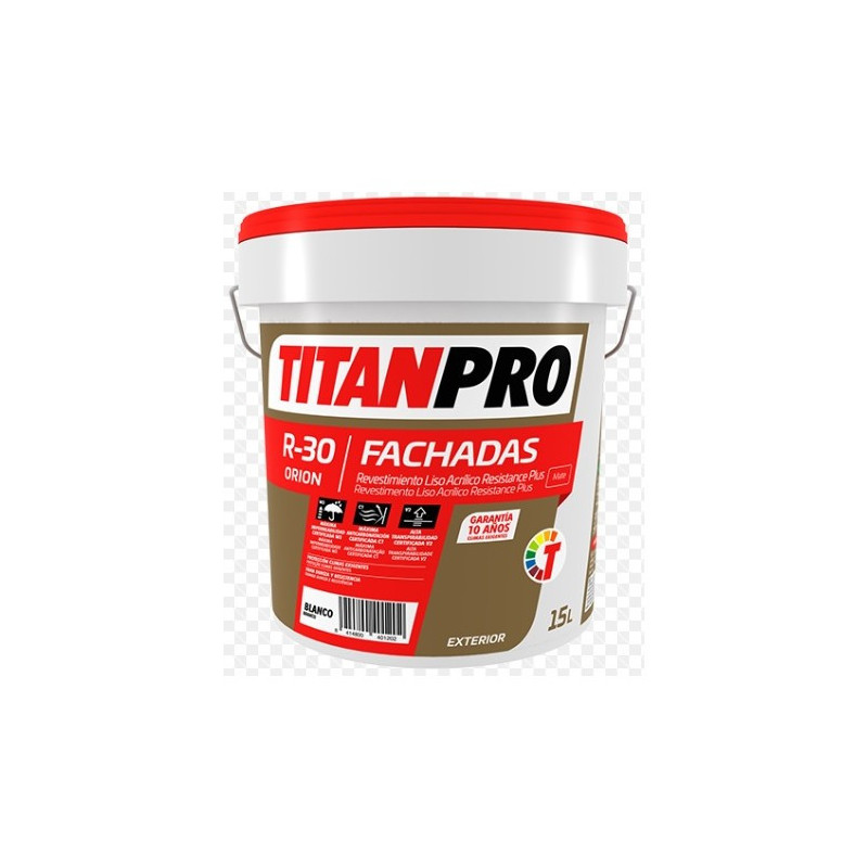 TITANPRO R-30 Revestimiento Acrílico Premium Blanco 15 Lts