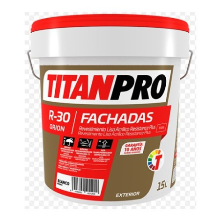 TITANPRO R-30 Revestimiento Acrílico Premium Blanco 15 Lts