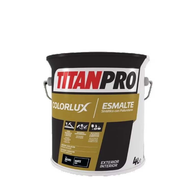 Colorlux TITANPRO Esmalte Poliuretano 4Lts MATE NEGRO