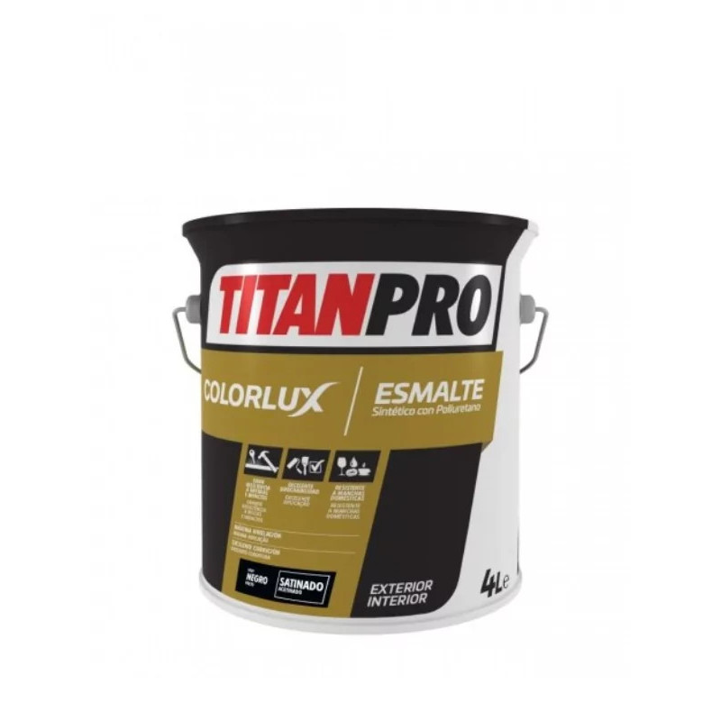 Colorlux TITANPRO Esmalte Poliuretano 4Lts SATINADO NEGRO