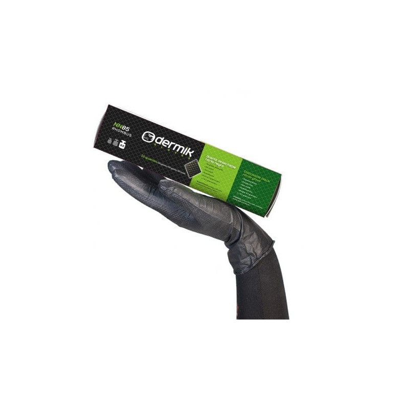 GUANTE NITRILO NEGRO DIAMANTADO TALLA M CAJA 100UDS